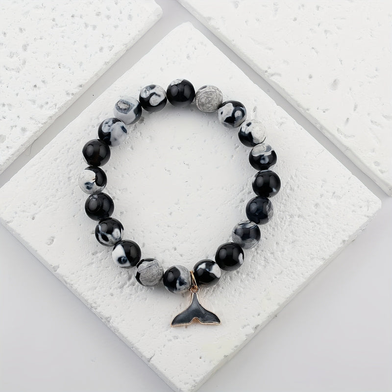 Pulsera cola de Ballena - Ágata negra