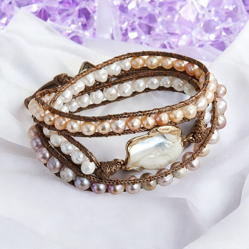 Pulsera de perlas irregulares