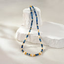 Collar de Perlas y cuentas azules