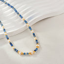 Collar de Perlas y cuentas azules