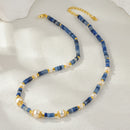 Collar de Perlas y cuentas azules